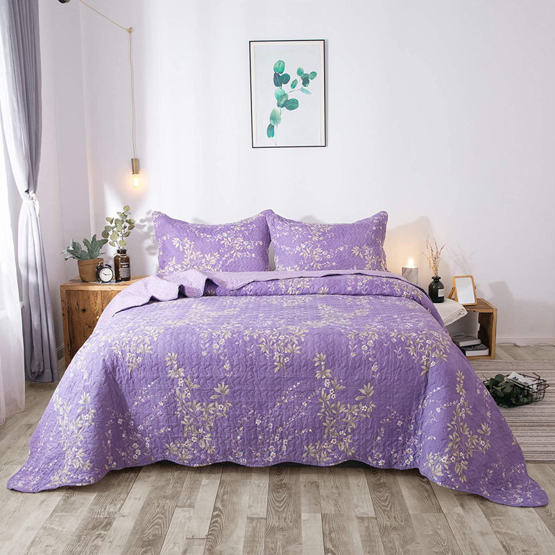 Modern & Contemporary Machine Woven Floral Quilt, Single Quilt + 1 Standard Sham