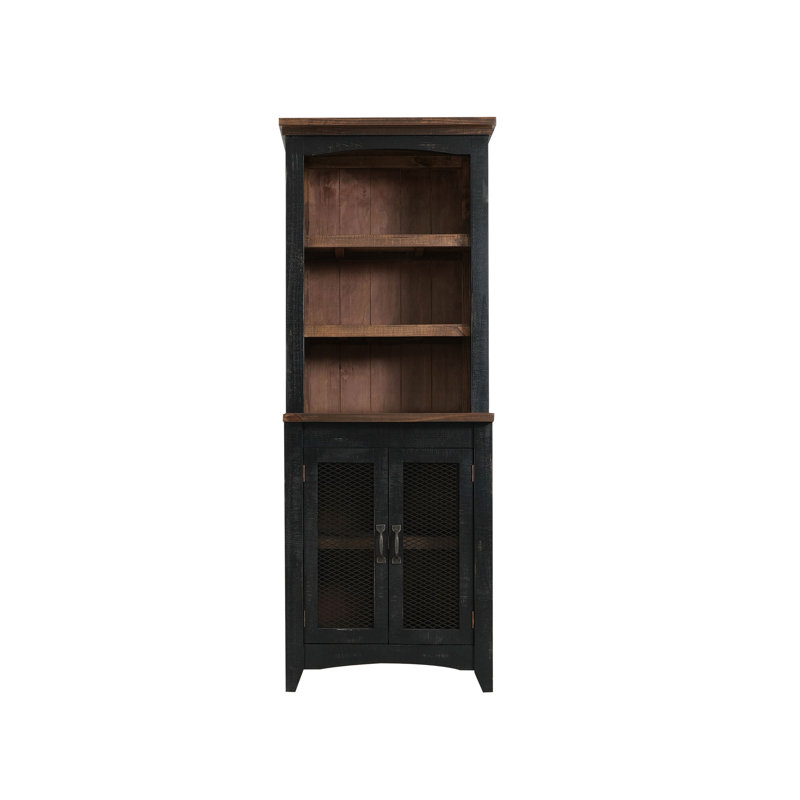 Huche de salle à manger 72 "en bois vieilli brun et noir avec deux portes