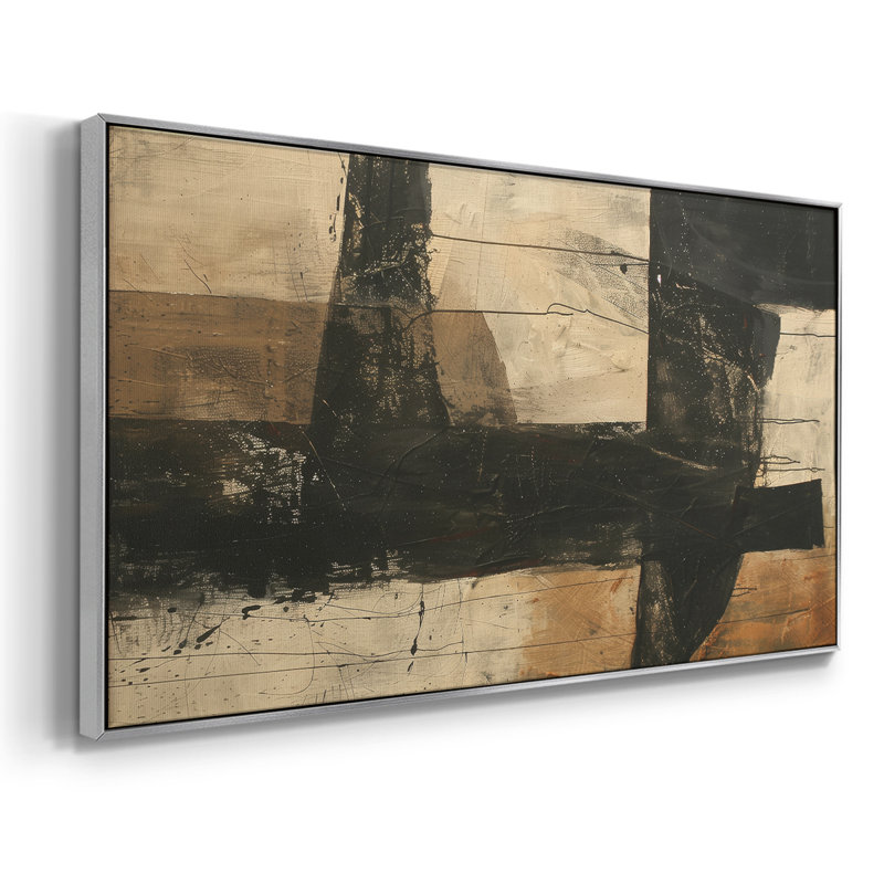Abstrait, série CCLXVI, galerie encadrée, prête à être accrochée, Argent argent, H 17 po x l 33 po