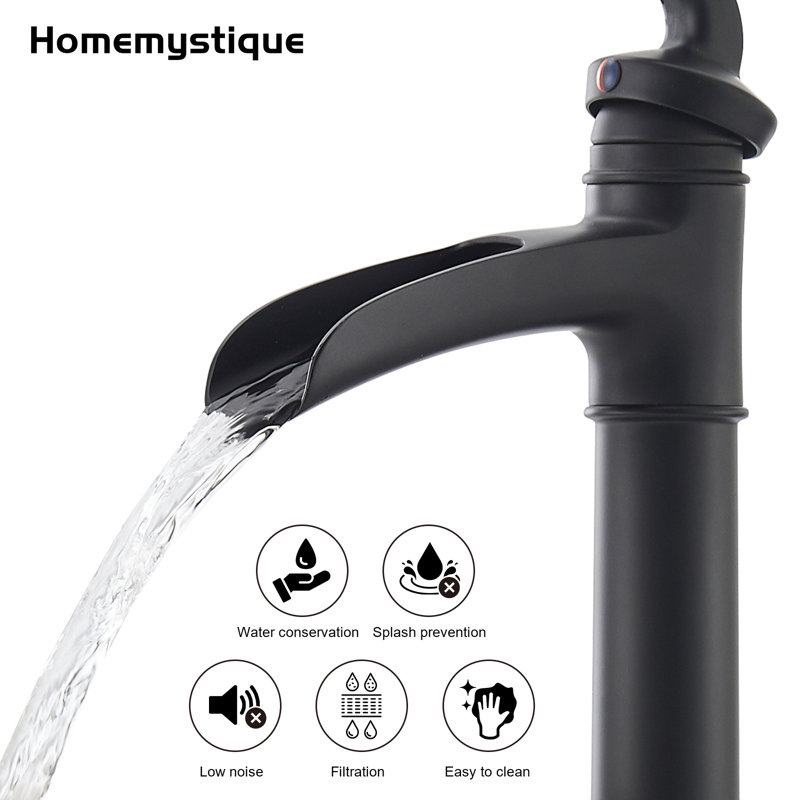 Single Hole Faucet Single-handle Bathroom Faucet with Drain Assembly, Matte Black