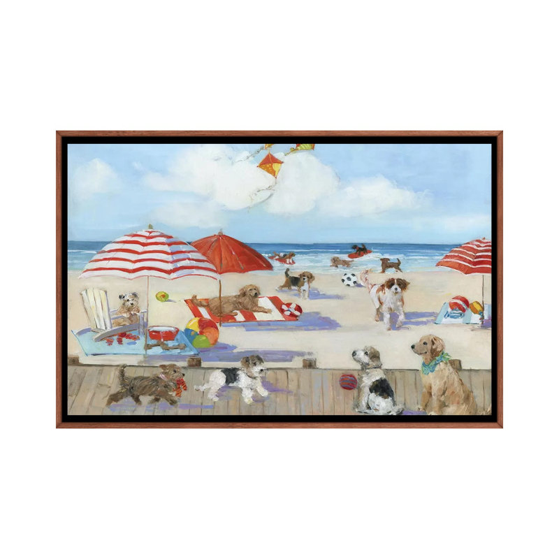 «Beach Bark Park II» par Sally Swatland - reproduction d'art, H 32 po x l 48 po x 1,5 po, Pas de tapis