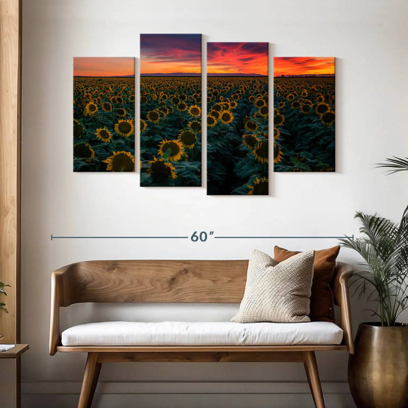Alvord Sunflower Field Rows, 32" H x 52" W