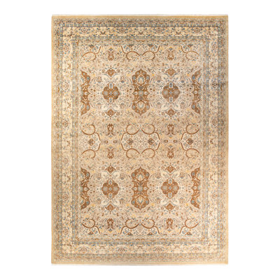 Tapis unique noué à la main Keenan - doré, 10 pi 2 po x 14 pi 10 po