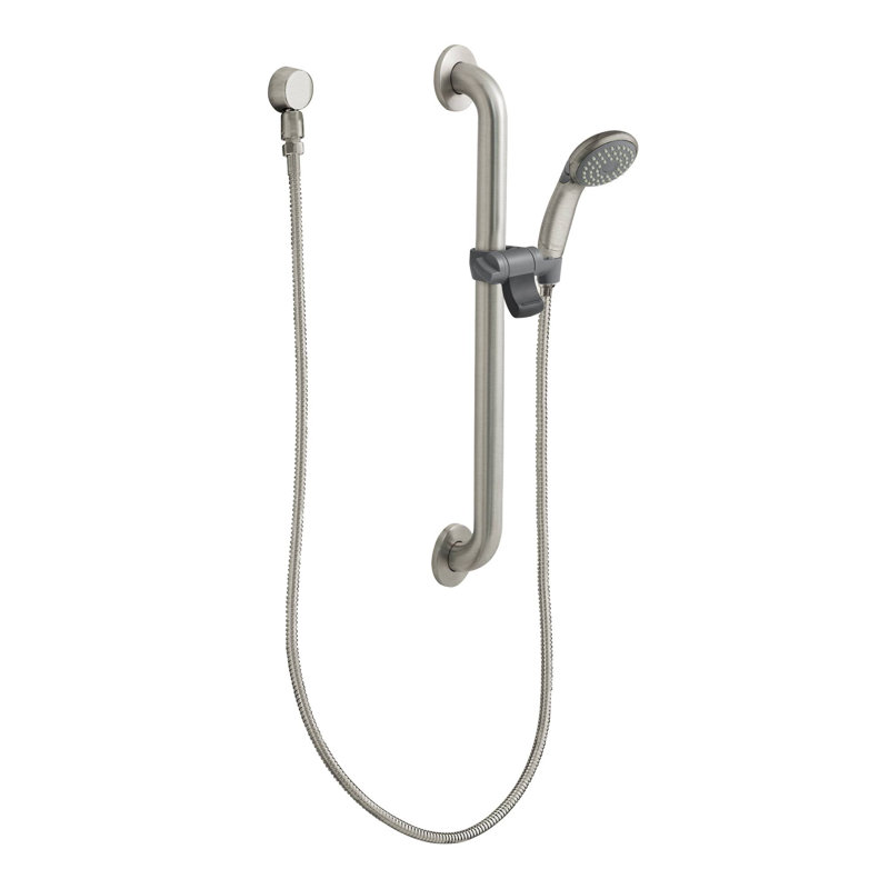 Commercial Grab Full Slide Bar Shower Head, Classic Brushed Nickel