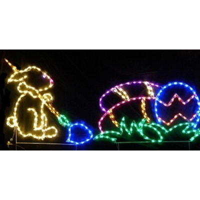 Easter Bunny Painting Eggs Holiday Lighted Display