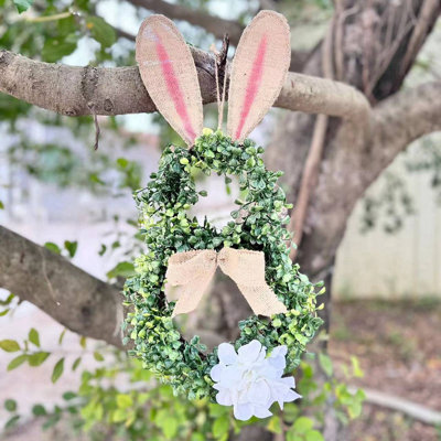 Easter Bunny Wreath Front Door Hanging Home Decoration L:20" X W:11.8"