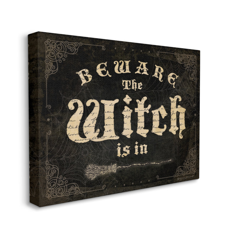 Aw-122-Canvas, "Beware The Witch", phrase rétro sur toile par Stephanie Workman Marrott, impression