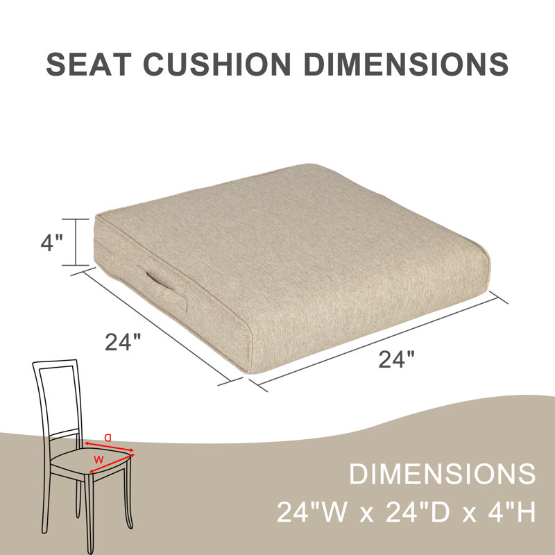  Patio Chair Cushions Set, Brun, L 24 po x P 24 po