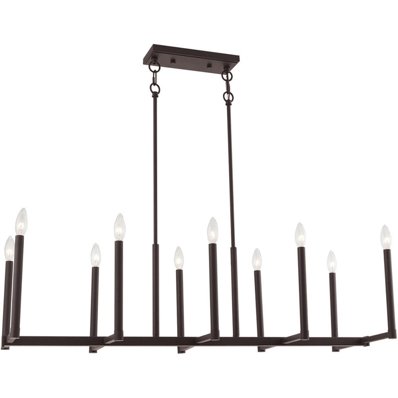 Lustre classique pour îlot de cuisine à 10 lumières Darynne, Bronze