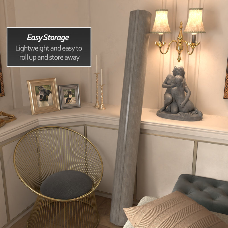 Siena Rolling Bamboo Room Divider, Gray, 6 ft. Tall