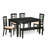 6 Piece Kitchen Table Set Contains a Rectangle Dining Table with Butterfly Leaf and 4 Linen Fabric Dining Chairs with a Bench, Black