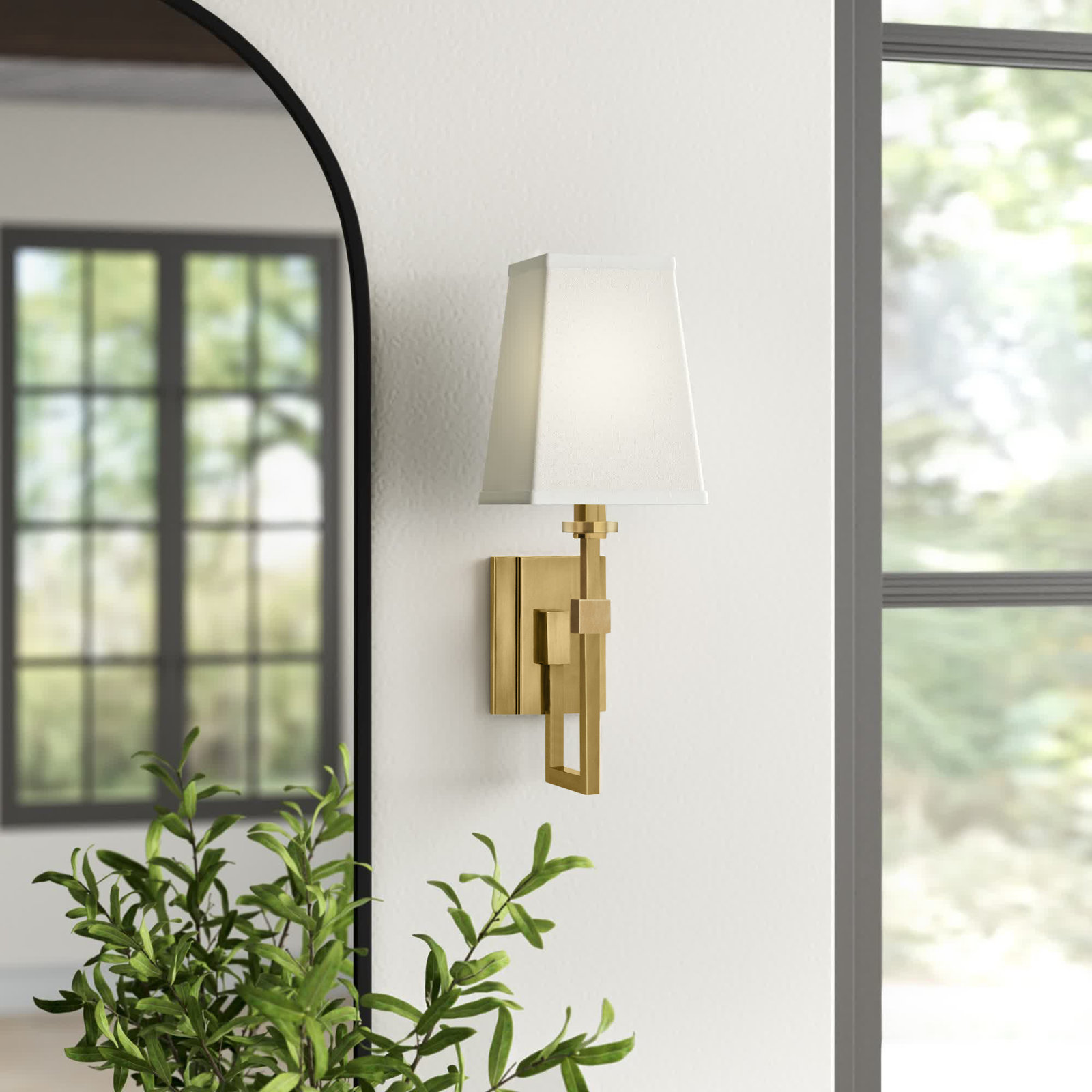 Camino Single Light Steel Dimmable Armed Sconce, Aged Brass