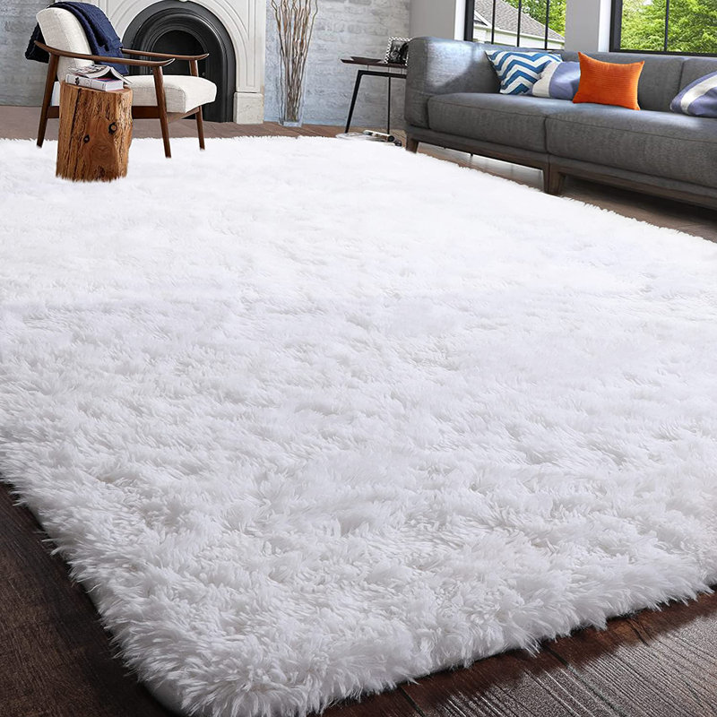 Shahen Rectangle Shag Area Rug, Rectangle 4' x 6', White