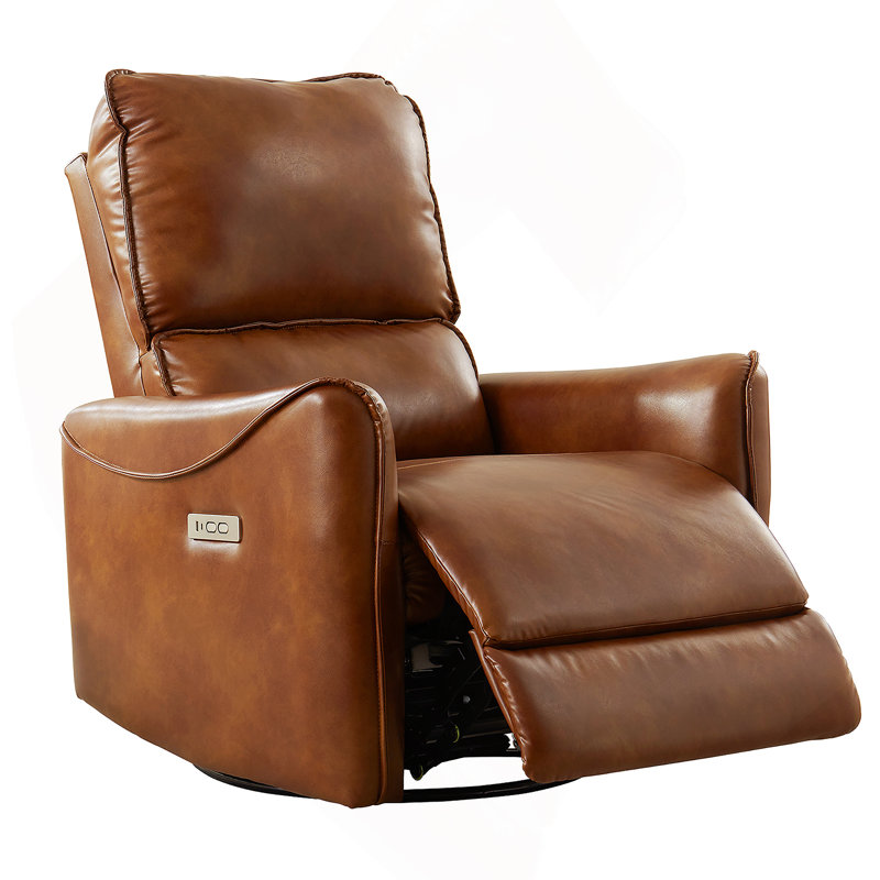 Chaise inclinable électrique en cuir brun avec pivot et pivot