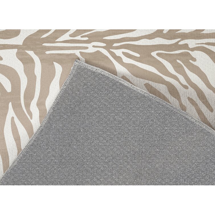 Zebra Bath Rug Kavka Designs Color: Brown, Size: 36 W x 60 L