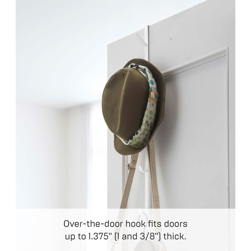 White Slim Over-the-Door Rack with Multiple Hooks