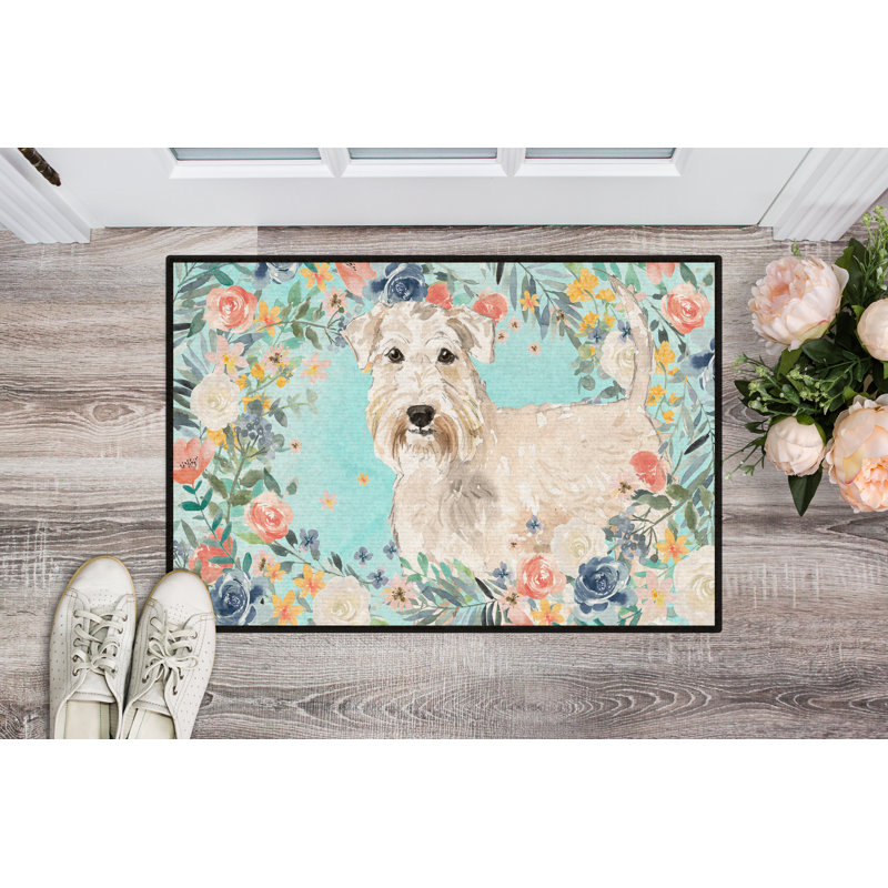Wimer Non-Slip Floral Outdoor Doormat, Wheaten Terrier