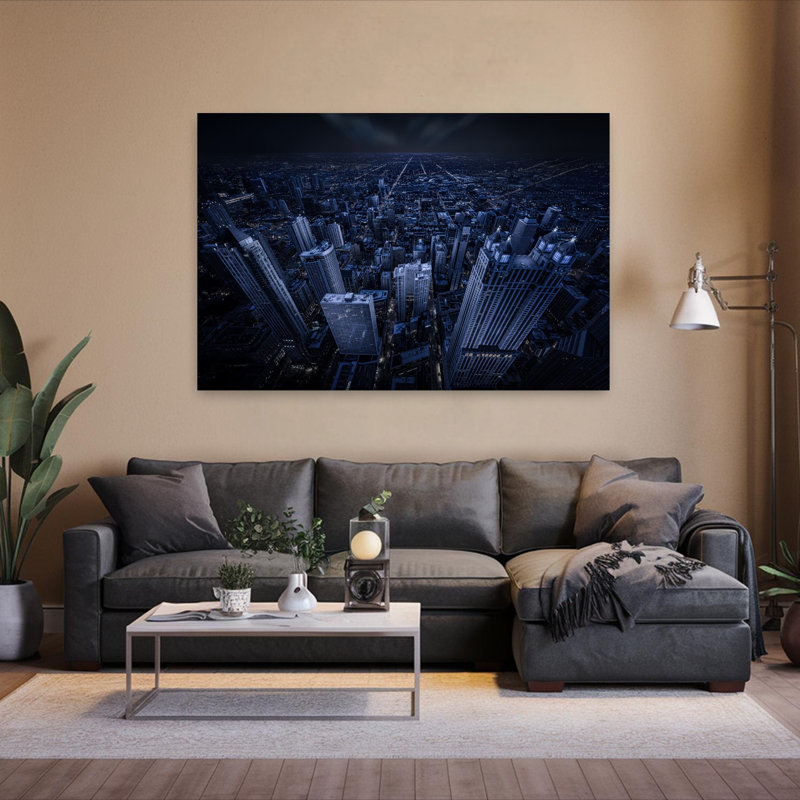 Chicago Blue Hour Abstract Contemporary Architecture City Wall Art by Xiaobing Tian - Wrapped Canvas Print