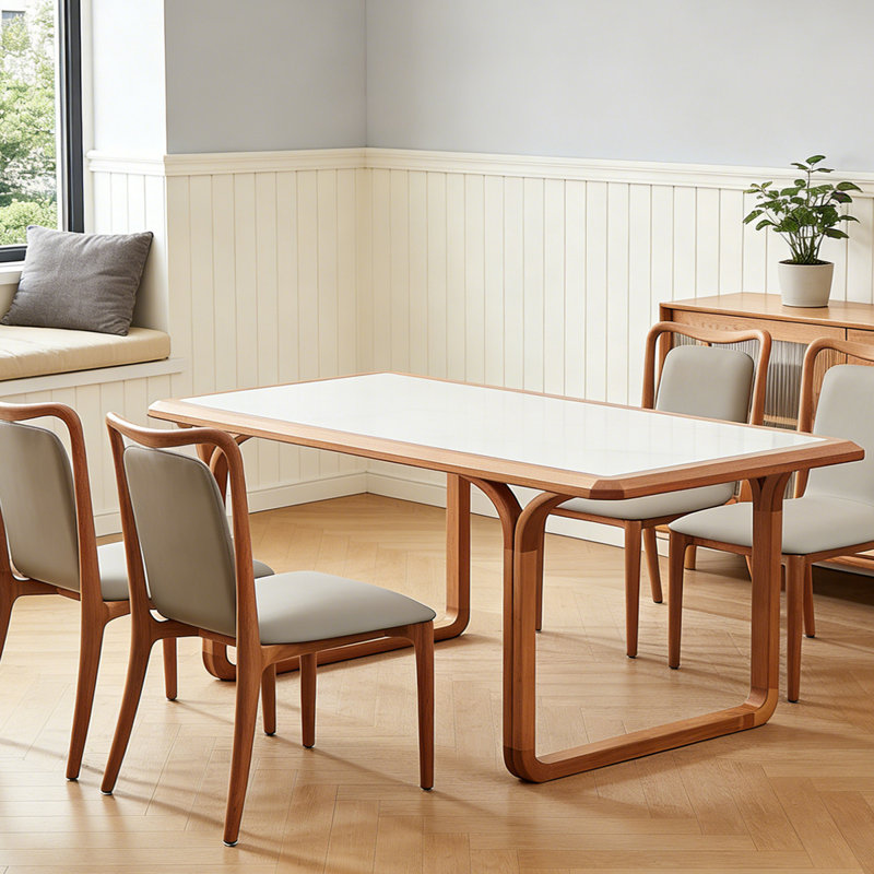 Rectangular Nordic-style dining table, 29.92"H x 62.99"L x 33.46"W