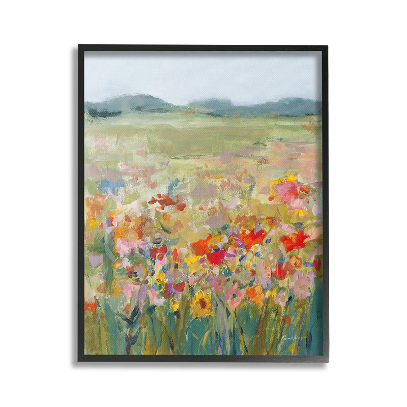 «Vivid Flower Meadow Floater Frame» par Pamela Munger sur, H 30 po x l 24 po, Giclée encadrée noir minuit