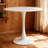 White Round Mid Century Modern Dining Table, MDF Top and Steel Base, Ideal for Compact Spaces and Stylish Living Rooms