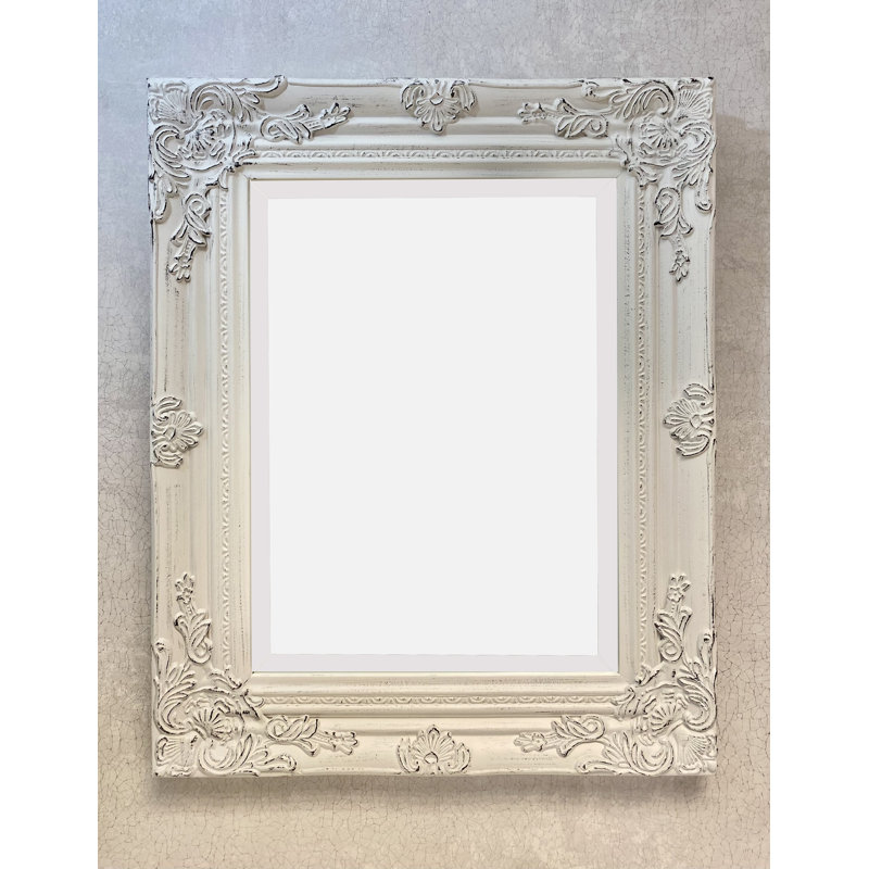 Jiminez Lightweight Hardwood Rectangle Mirror, Antique White