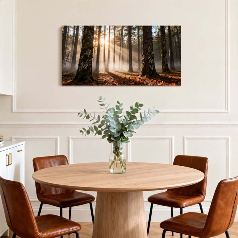 Paysage et nature Lumière du soleil à travers les arbres de la forêt, H 16 po x l 32 po
