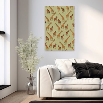 Cheval et girafe, motif rétro, art mural rétro