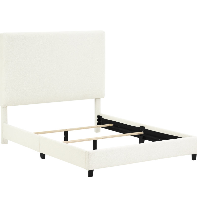 Grand lit plateforme tapissier blanc