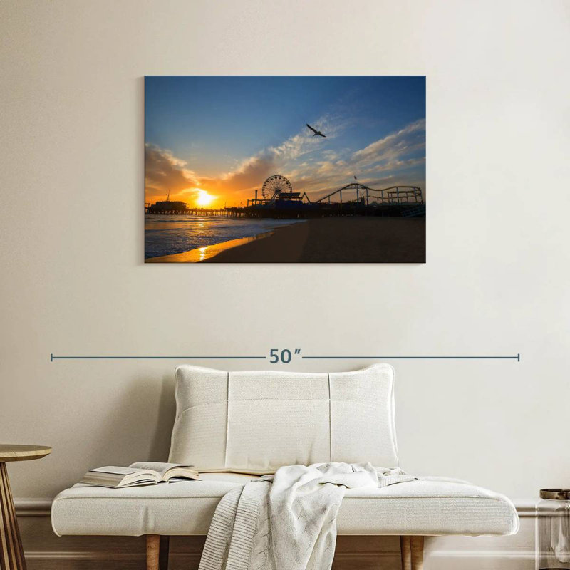 Scène de plage Gillard Santa Monica, H 24 po x l 36 po