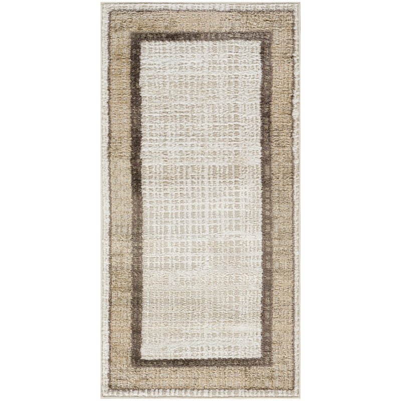 Tapis d'intérieur moderne ivoire Leuchte, Tapis de couloir 2 pi x 4 pi