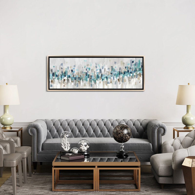 «Blue Staccato» par Inconnu - reproduction d'art, Toile champagne avec cadre flottant, H 20 po x l 60 po x P 1,5 po