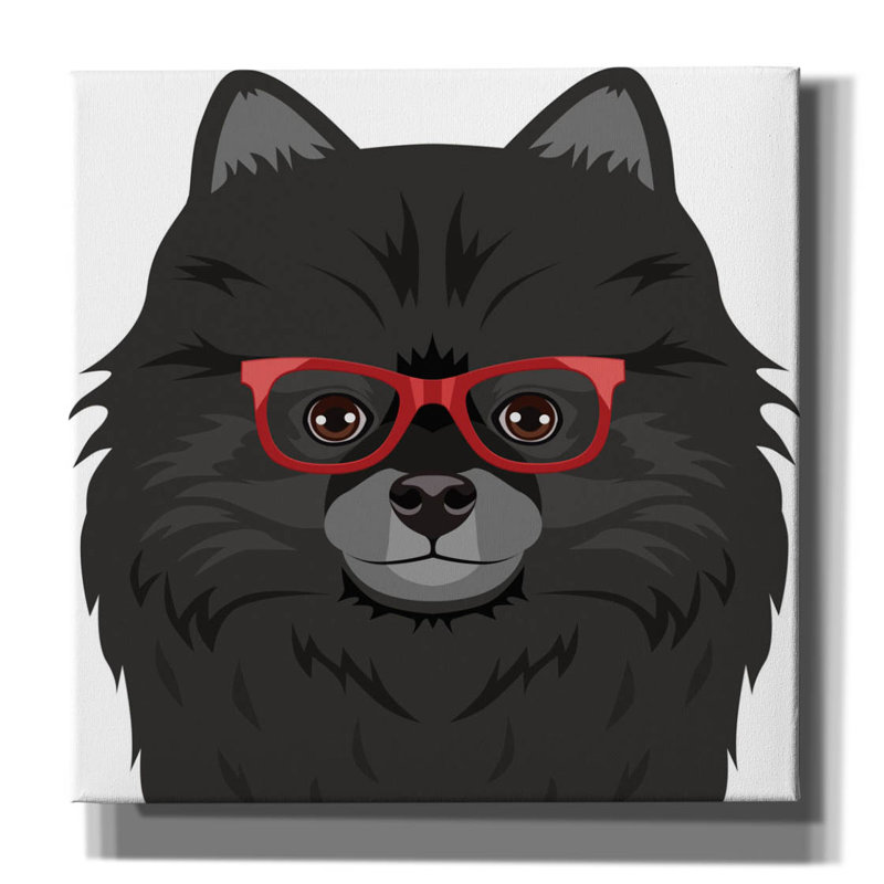«Pomeranian Porter Hipster Glasses 2» par Furbaby Affiliates, art mural sur toile, H 18 po x l 18 po x P 0,75 po
