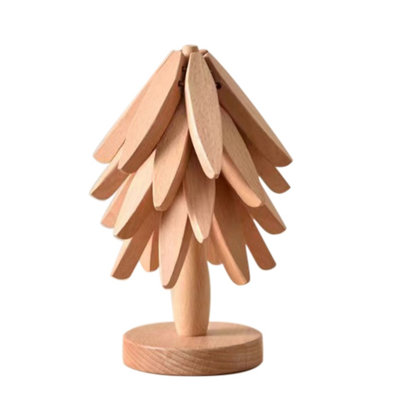 Walnut Wooden Coasters Tree Shape Trivet Set Heat Resistant Insulation Pot Mats Wooden Cup Placemat Cup Mat, D