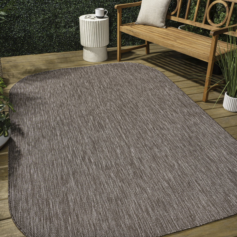 Tapis intérieur / extérieur brun clair Longe, Nouveauté 6 pi 2 po x 9 pi