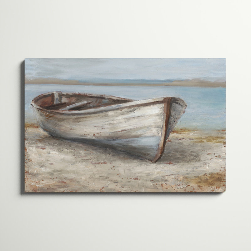 «Whitewashed Boat I» par Ethan Harper, reproduction d'art sur toile, H 32 po x l 48 po, Toile tendue, Sans cadre