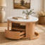 Élégante table basse gigogne avec plateau en marbre, rangement à deux niveaux et tiroir, idéale pour les espaces de vie organisés et élégants