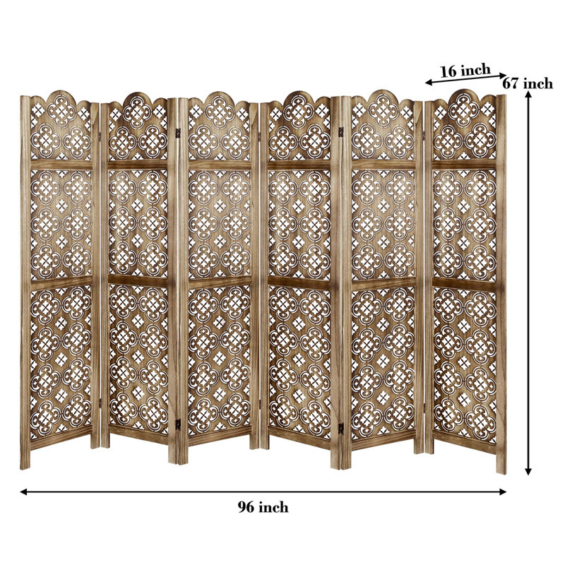 Paravent pliable 6 panneaux diviseur d'intimité, Brun