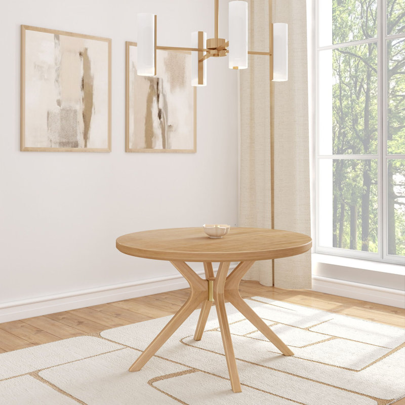 Muhsina Cross Leg Round Dining Table (47in x 47in / 1194mm x 1194mm), Blonde