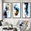 Finding Wonders Turquoise Gold Ink Cloud - Abstract Painting Art Set Of 3 Pieces-1999111132-1999111134