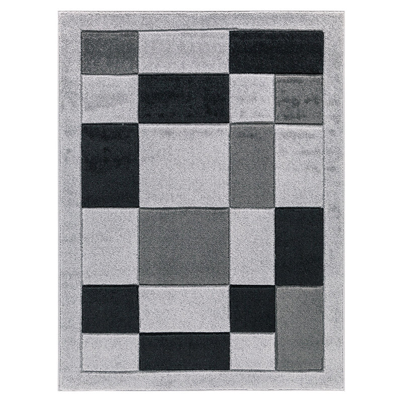 Havana Geometric Grey Black Large Rugs – Modern Living Room Carpet, Bedroom & Hallway Runner | Soft, Non-Shedding, Stain Resistant Floor Mat