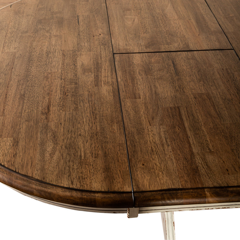 Judique Extendable Round Solid Wood Dining Table, White