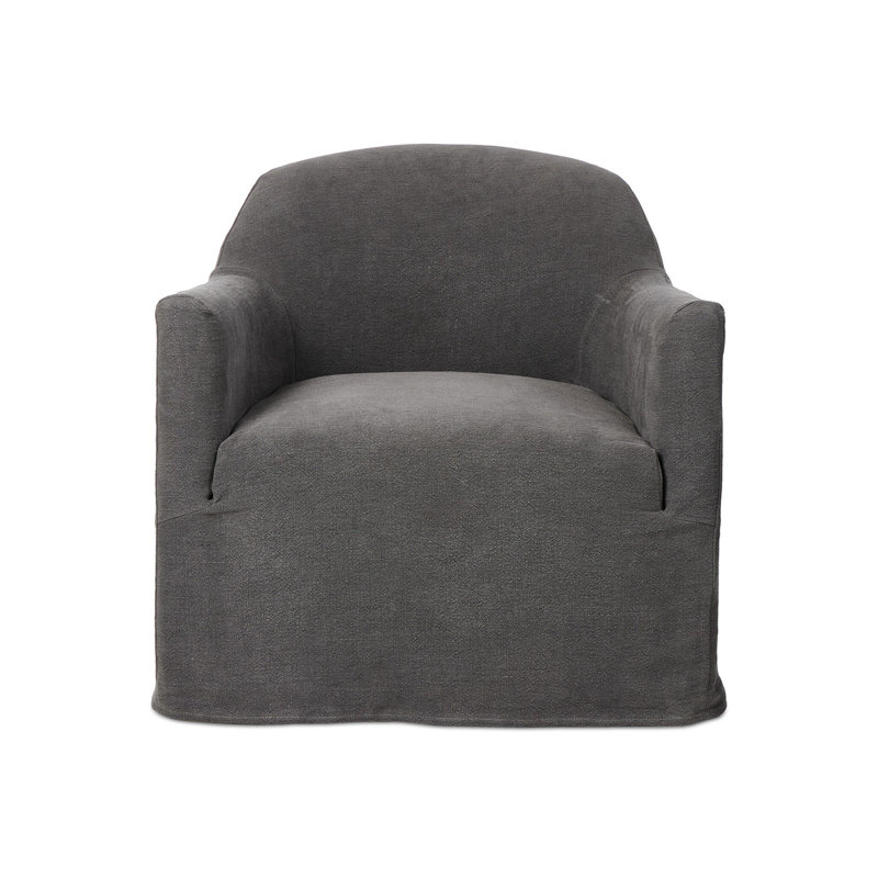 Lowell Slipcover Swivel Chair, Blue Linen