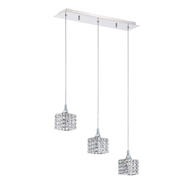 Barre de suspension chromée avec abat-jour en cristal SHIMera - Plafonnier moderne avec ampoules G9