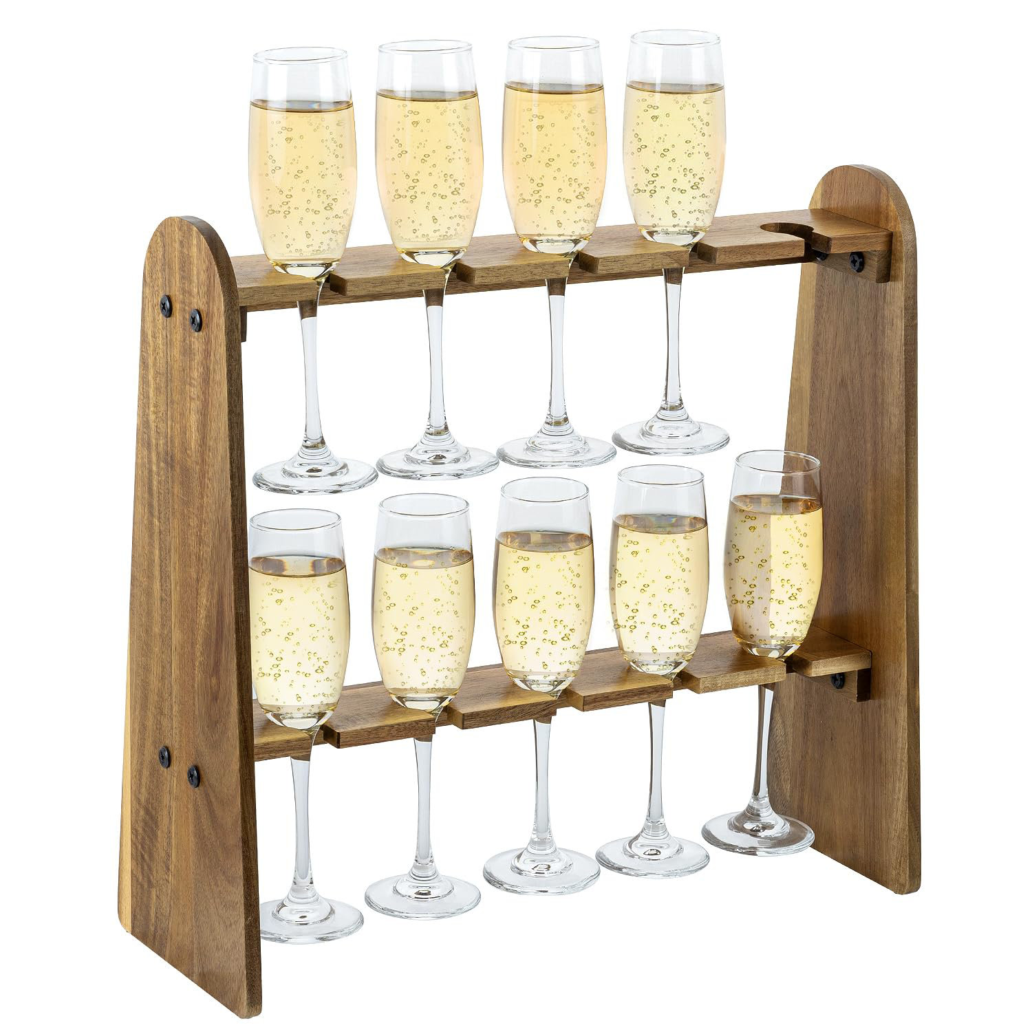 Millwood Pines 2 Tier Rustic Premium Solid Acacia Wood Champagne Flute ...