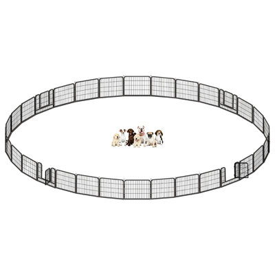 24" H Bold Metal Dog Playpen, 32 Panels Dog Fence Exercise Pen with Doors, Pet Puppy Playpen Pen for Indoor & Outdoor