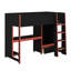 Lit mezzanine simple en bois avec bureau intégré, garde-robe, DEL et tiroir-2130834176