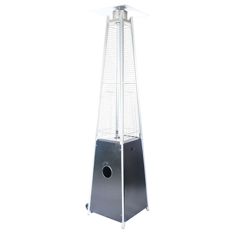 Chauffe-terrasse en tube de quartz de 40000 BTU, effet de flamme visible, porte d'accès, roulettes pour une mobilité en douceur, caractéristique approuvée, sans effort inclus, équipement