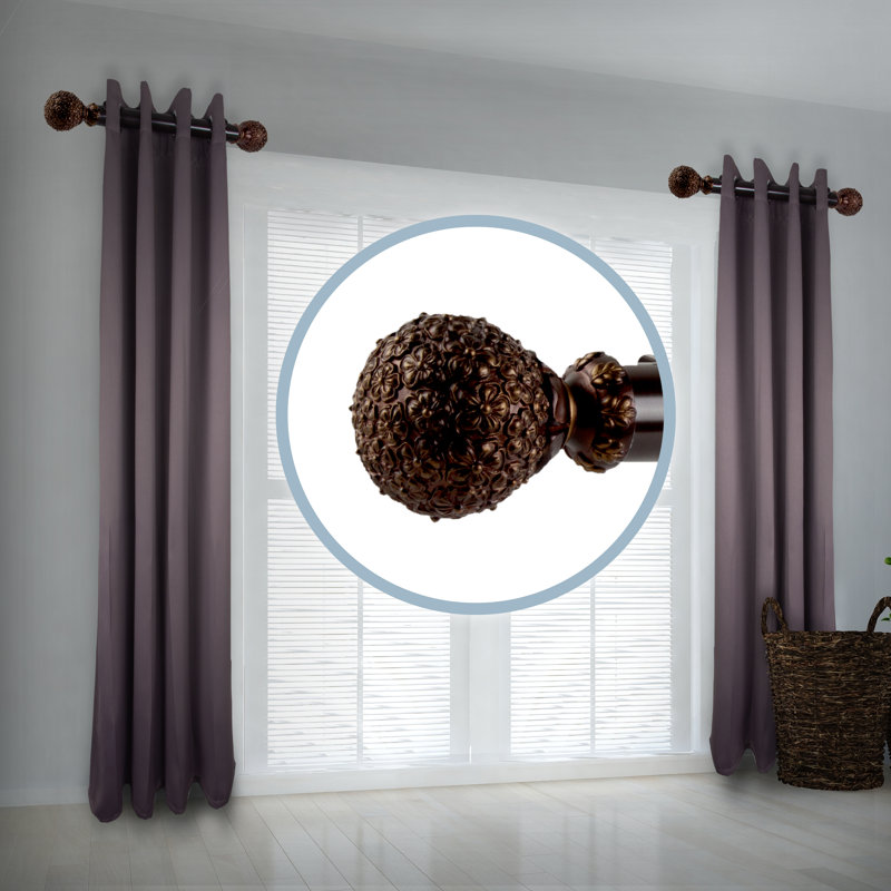 Lula Stainless Steel Adjustable 12'' to 20'' 1.5'' Single Curtain Rod, Cocoa