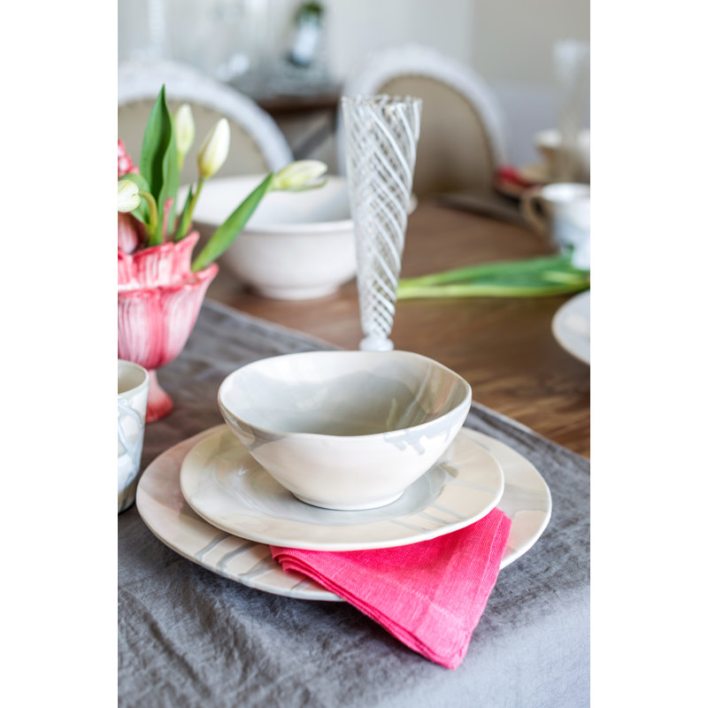 Gray and White Ceramic 8 oz. Soup Bowls, Set of 4